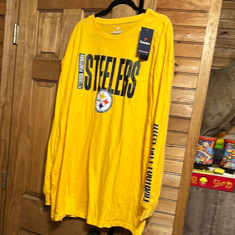 Fanatics Yellow and Black Long Sleeve Steelers Tee